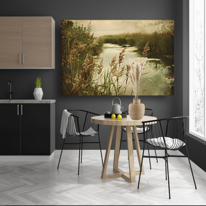 Impressionistische rivier met bomen acrylglas