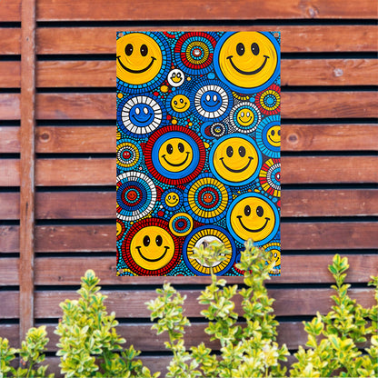 Kleurrijk Smileys in Abstract Cirkels tuinposter