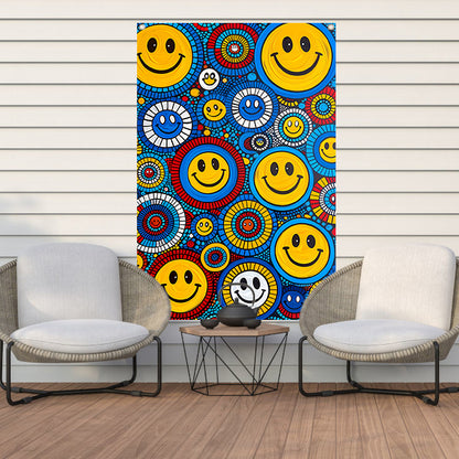 Kleurrijk Smileys in Abstract Cirkels tuinposter