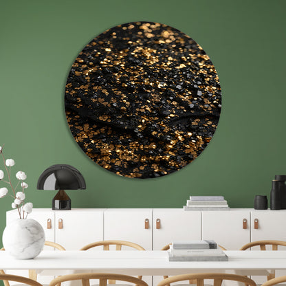 Zwart met Goudsprankels Luxe Textuur aluminium muurcirkel