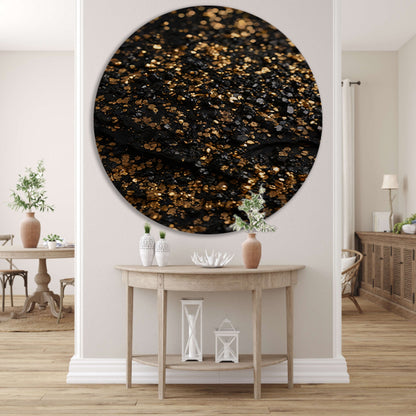 Zwart met Goudsprankels Luxe Textuur aluminium muurcirkel