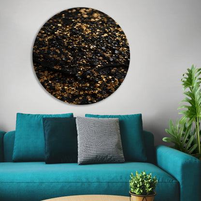 Zwart met Goudsprankels Luxe Textuur aluminium muurcirkel