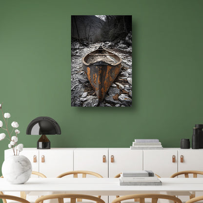 Verlaten Kano in Stenen Landschap canvas
