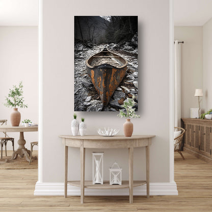 Verlaten Kano in Stenen Landschap canvas