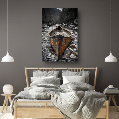 Verlaten Kano in Stenen Landschap canvas