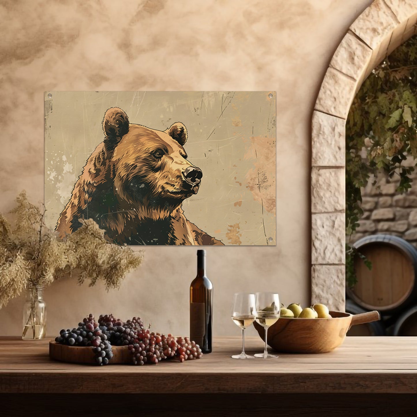 Beer in Vintage Stijl met Sepia Tonen tuinposter