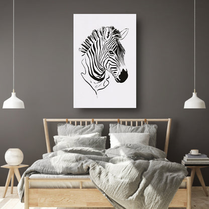 Abstracte zwart-witte zebra lijntekening poster
