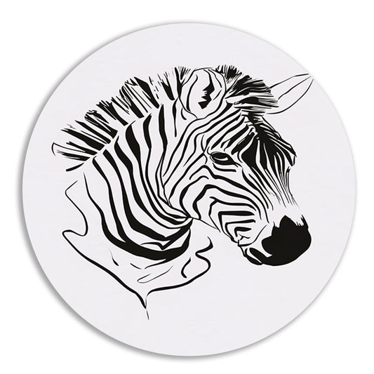 Abstracte zwart-witte zebra lijntekening aluminium muurcirkel