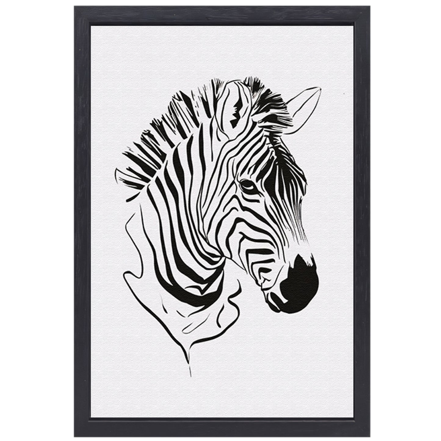 Abstracte zwart-witte zebra lijntekening canvas met baklijst
