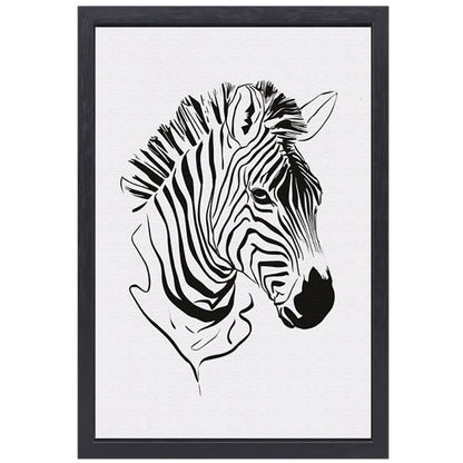 Abstracte zwart-witte zebra lijntekening canvas met baklijst