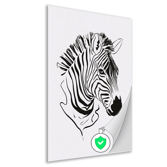 Abstracte zwart-witte zebra lijntekening poster