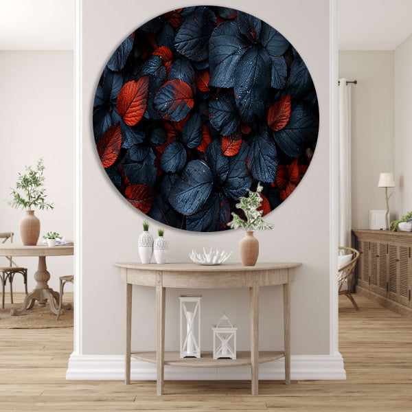 Abstract Bladeren Compositie aluminium muurcirkel