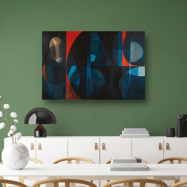 Abstracte kleurrijke geometrische silhouetten kunstwerk acrylglas