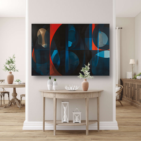 Abstracte kleurrijke geometrische silhouetten kunstwerk acrylglas
