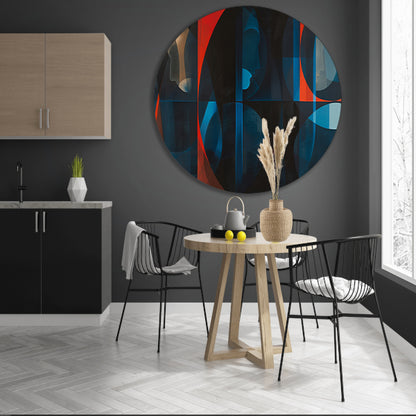 Abstracte kleurrijke geometrische silhouetten kunstwerk aluminium muurcirkel