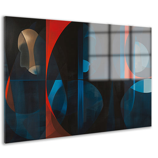 Abstracte kleurrijke geometrische silhouetten kunstwerk acrylglas