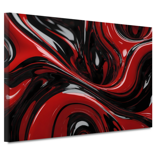 Dynamisch Rood en Zwart Abstract Design canvas