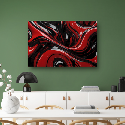 Dynamisch Rood en Zwart Abstract Design poster