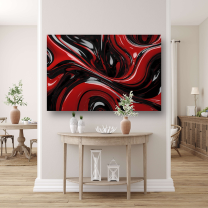 Dynamisch Rood en Zwart Abstract Design canvas met baklijst