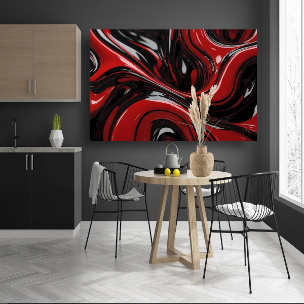 Dynamisch Rood en Zwart Abstract Design poster