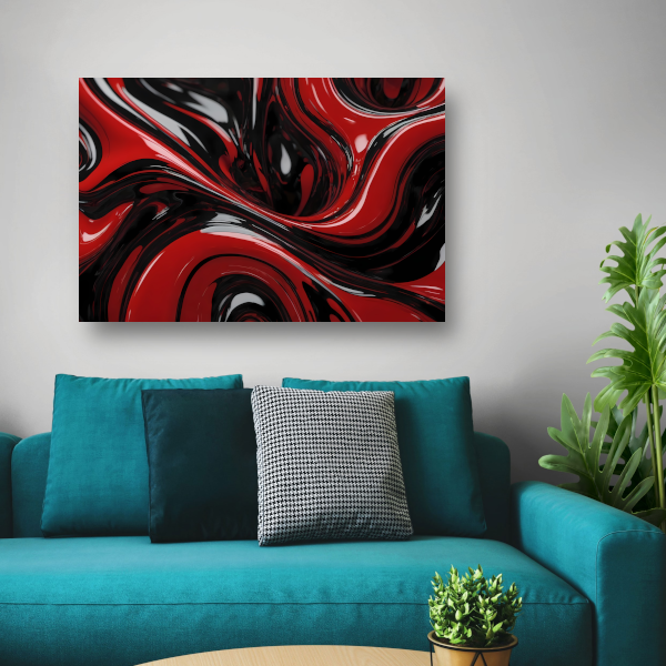 Dynamisch Rood en Zwart Abstract Design poster