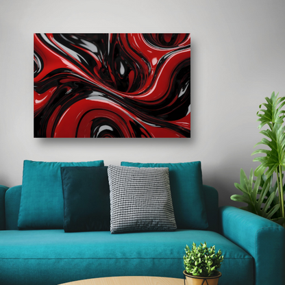 Dynamisch Rood en Zwart Abstract Design poster