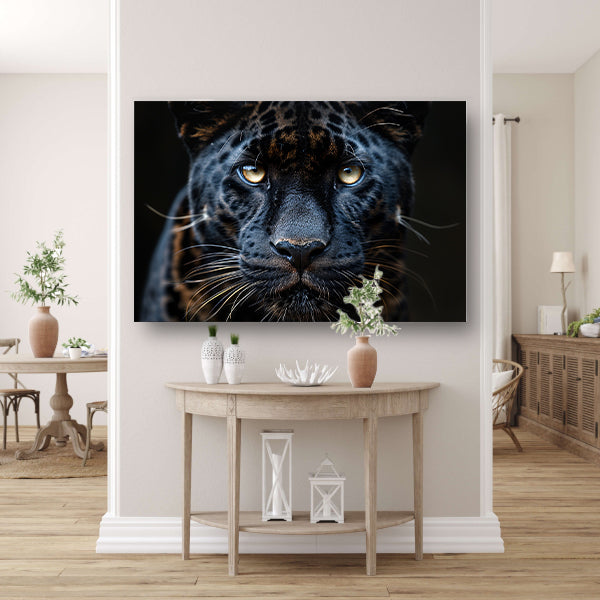 Zwarte panter: Intense blik acrylglas