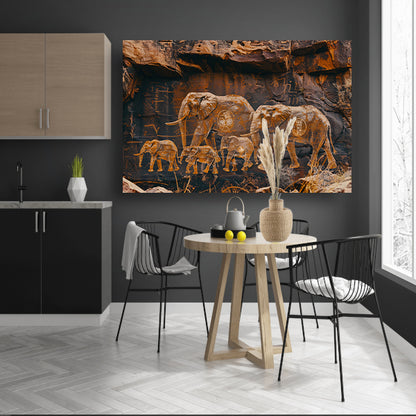 Olifantenfamilie in Afrikaanse savanne canvas