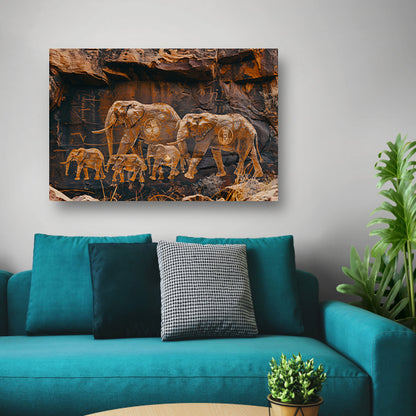 Olifantenfamilie in Afrikaanse savanne acrylglas