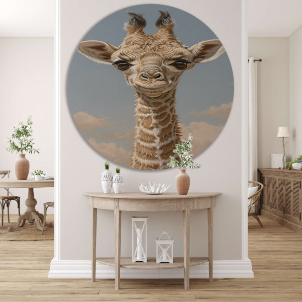 Schattig portret van een jonge giraffe forex muurcirkel