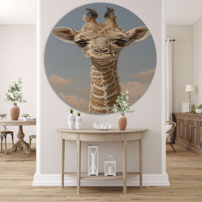 Schattig portret van een jonge giraffe forex muurcirkel