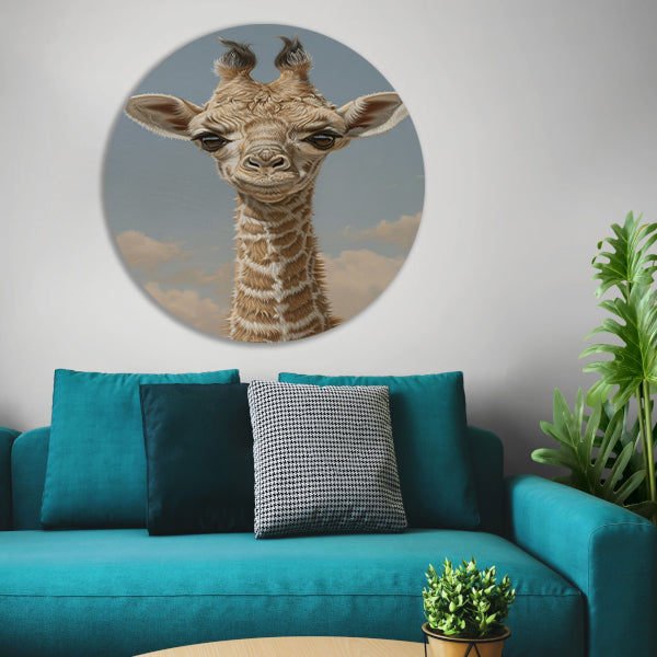 Schattig portret van een jonge giraffe forex muurcirkel