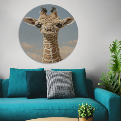 Schattig portret van een jonge giraffe forex muurcirkel