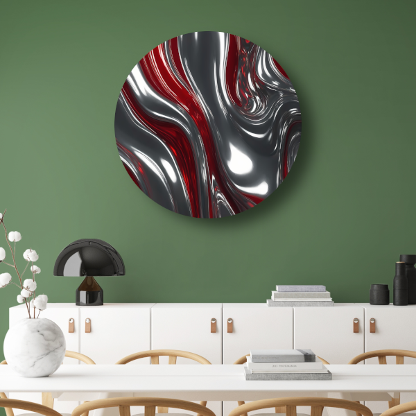 Abstracte Dans van Zilver en Rood forex muurcirkel