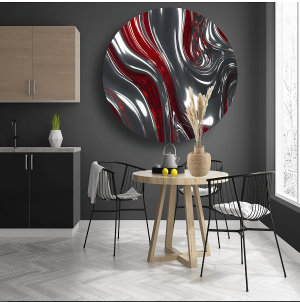 Abstracte Dans van Zilver en Rood forex muurcirkel
