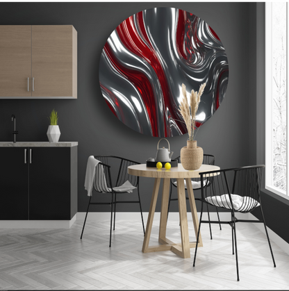 Abstracte Dans van Zilver en Rood forex muurcirkel
