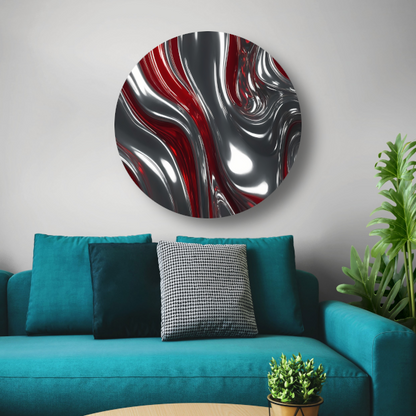 Abstracte Dans van Zilver en Rood forex muurcirkel