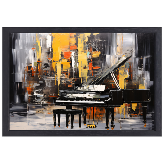 Abstracte Stadspiano in Kleur canvas met baklijst