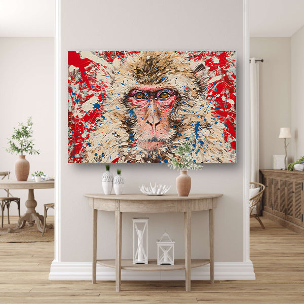 Abstract expressief schilderij van een aap poster