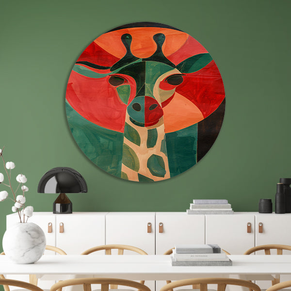 Abstracte giraffe in kleurrijke geometrische vormen forex muurcirkel
