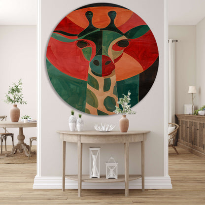 Abstracte giraffe in kleurrijke geometrische vormen forex muurcirkel