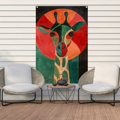 Abstracte giraffe in kleurrijke geometrische vormen tuinposter