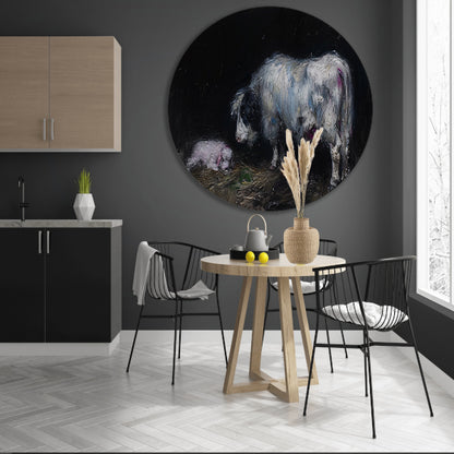 Schaap met slapend lam in rustieke omgeving forex muurcirkel