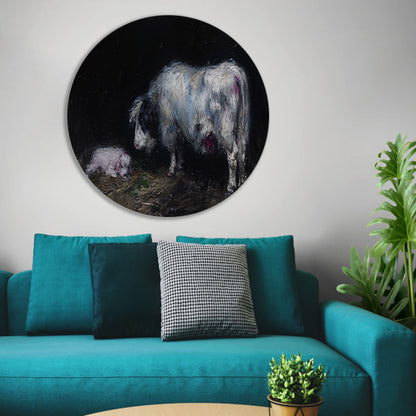 Schaap met slapend lam in rustieke omgeving forex muurcirkel