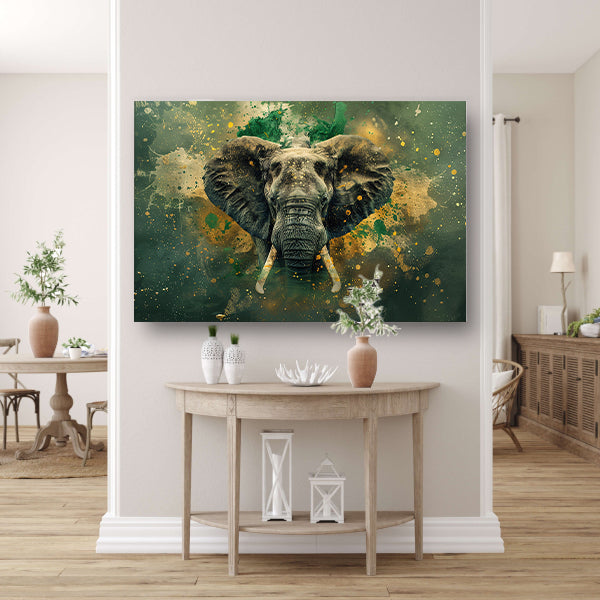 Realistisch olifantportret in dynamische kleuren canvas