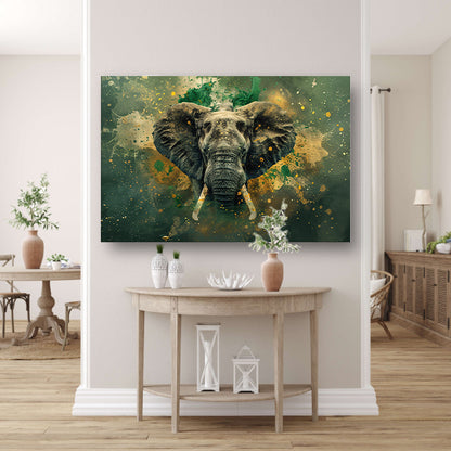 Realistisch olifantportret in dynamische kleuren canvas
