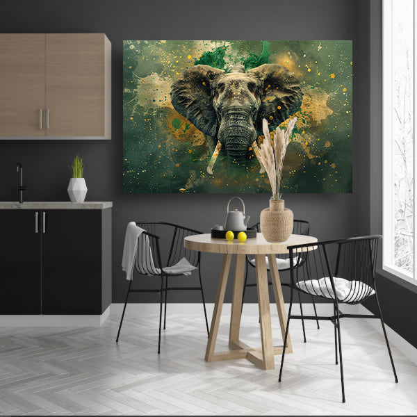 Realistisch olifantportret in dynamische kleuren canvas
