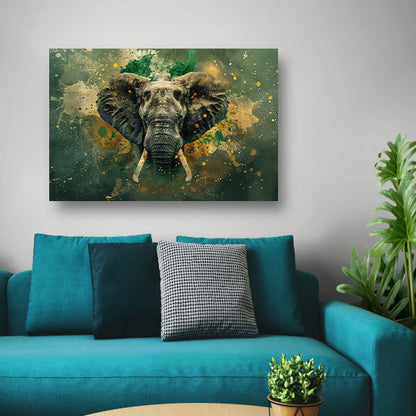 Realistisch olifantportret in dynamische kleuren canvas
