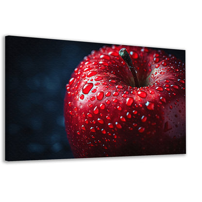 Rode appel bedekt met frisse dauw canvas