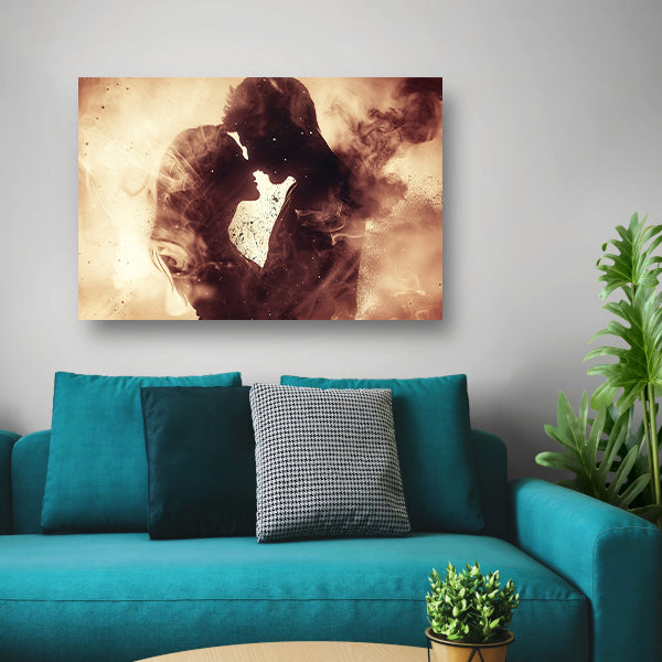 Eeuwige omhelzing in sepia tonen acrylglas